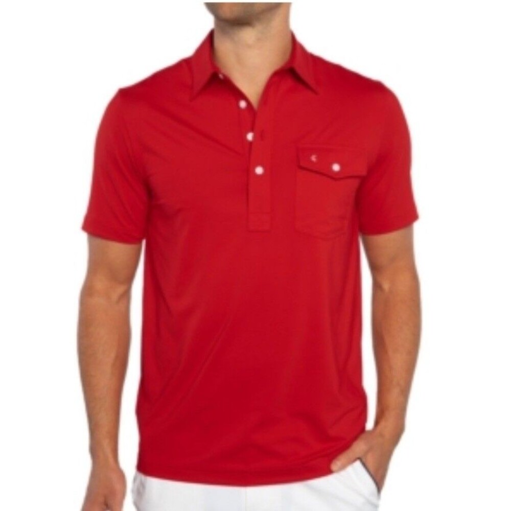 CRIQUET Men's Polo Shirt Short Sleeves Organic Cotton Stretch Fabric Red Size XL